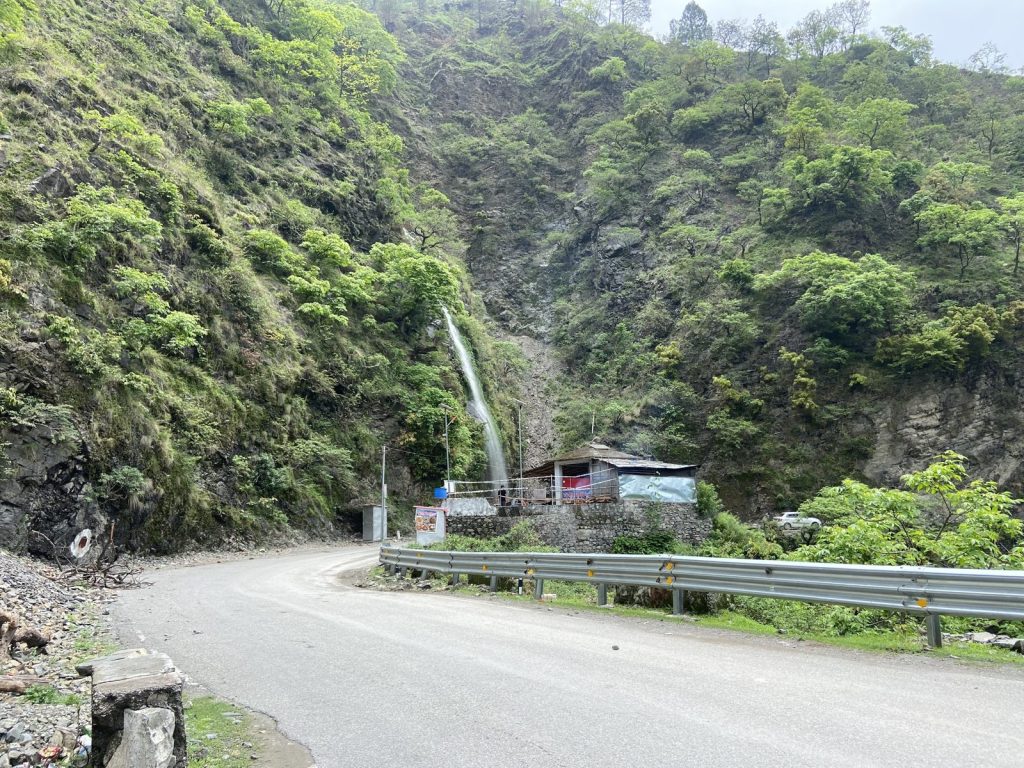 Waterfall beside the road to Bhadraj Temple
